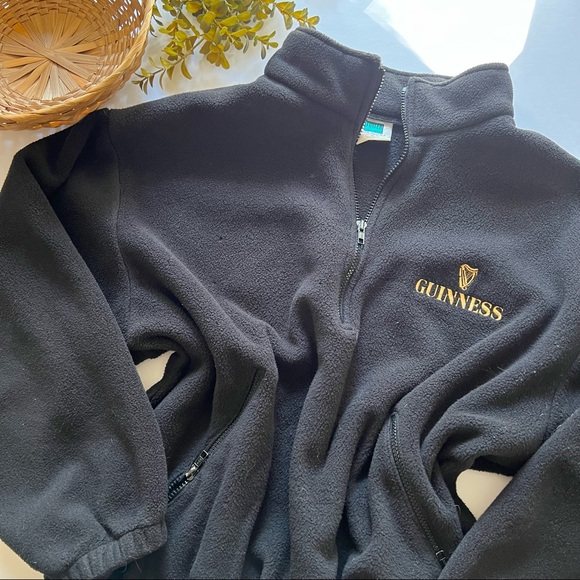 SOLD | Vintage Guinness Black Fleece Zip-Up Jacket - Picture 2 of 9